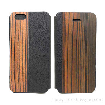 Slim PU wood sleeve wallet design for iPhone 5S